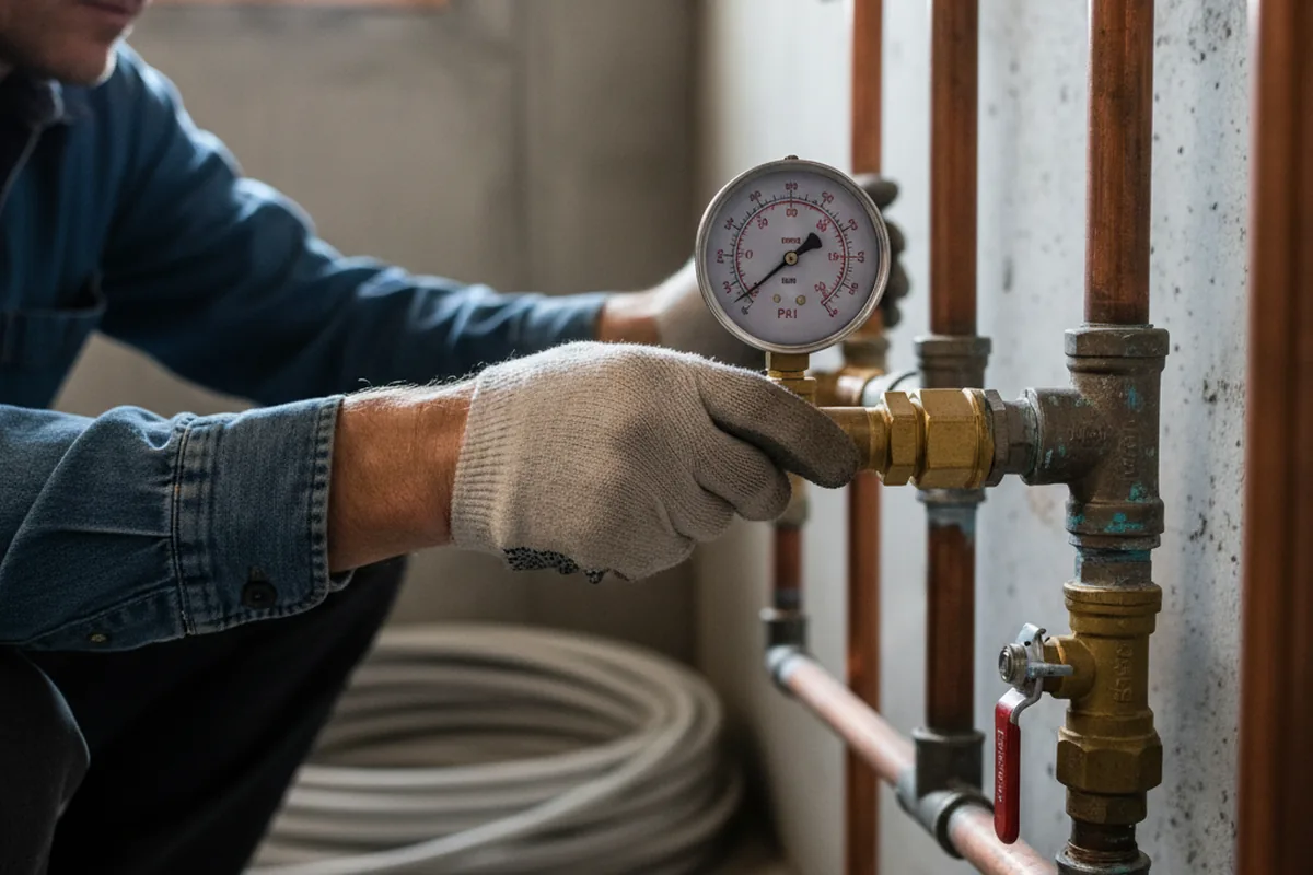 Pressure testing a repaired line during Water Line Repair in Slatington
